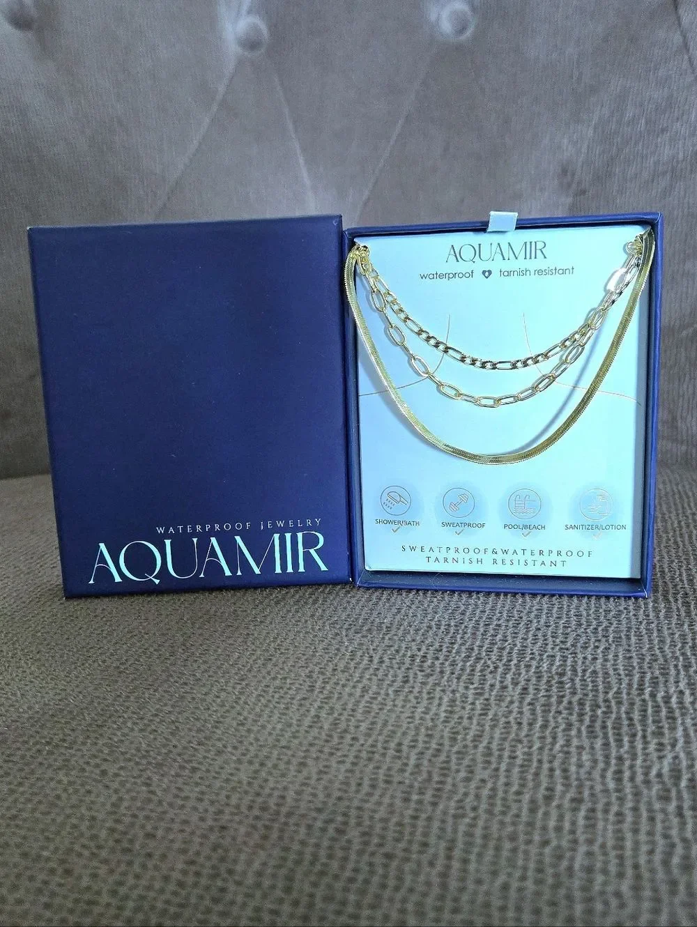 Aquamir Set of Three3️⃣ Gold💛 Waterproof Necklaces - NIB